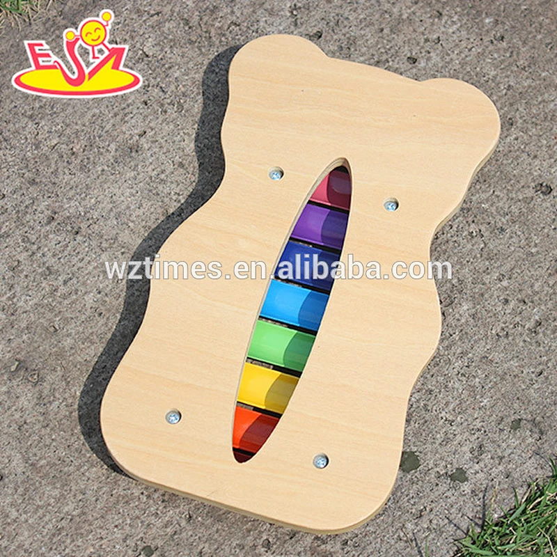Wholesale colorful bear shape wooden xylophone sound toy 8 notes xylophone sound toy for baby W07C036