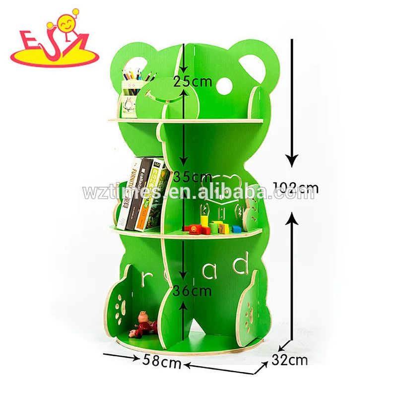 Wholesale creative customized bear shaped children wooden bookshelf for sale W08D067