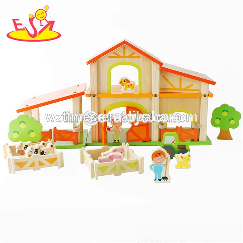 Interessante braune diy Großhandel montieren Spielzeug aus Holz Kinder Spielzeug Haus mit bestem Preis W06A076