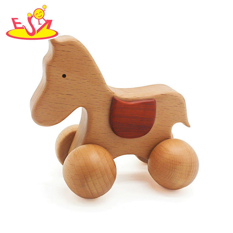 Wholesale lovely craft animals shape small car toy wooden toys vehicle for children W04A236