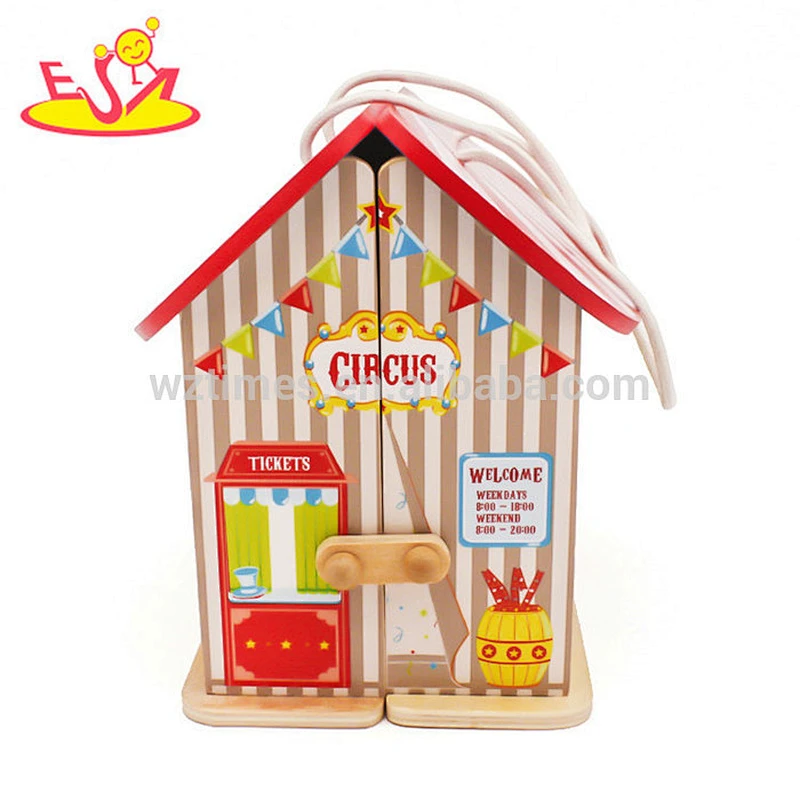 New design small wooden circus dollhouse for kids W06A327
