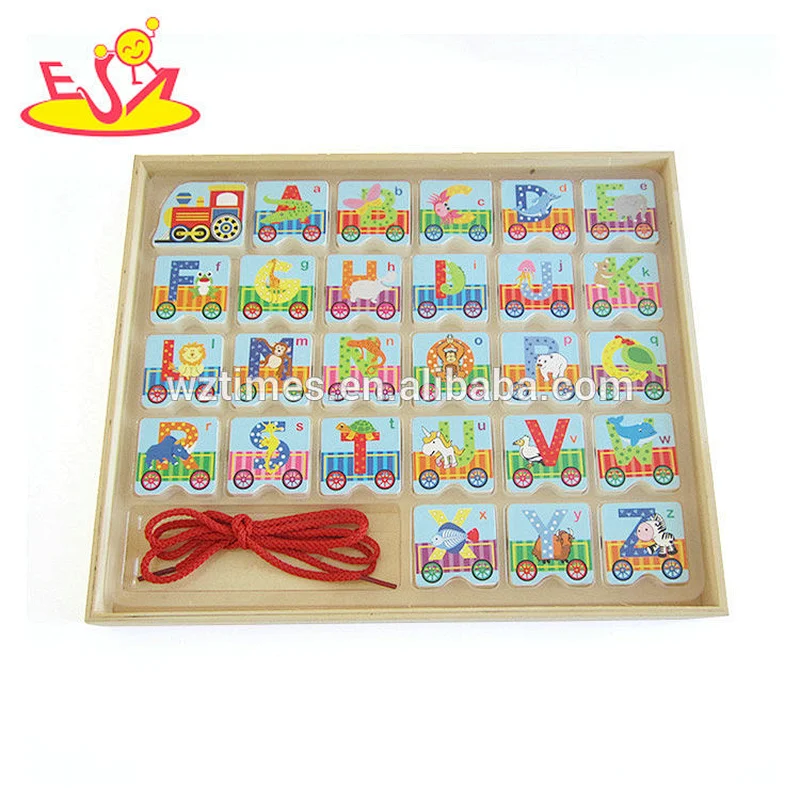 2018 Wholesale wooden puzzle toys funny mini letter puzzle for baby W14B094