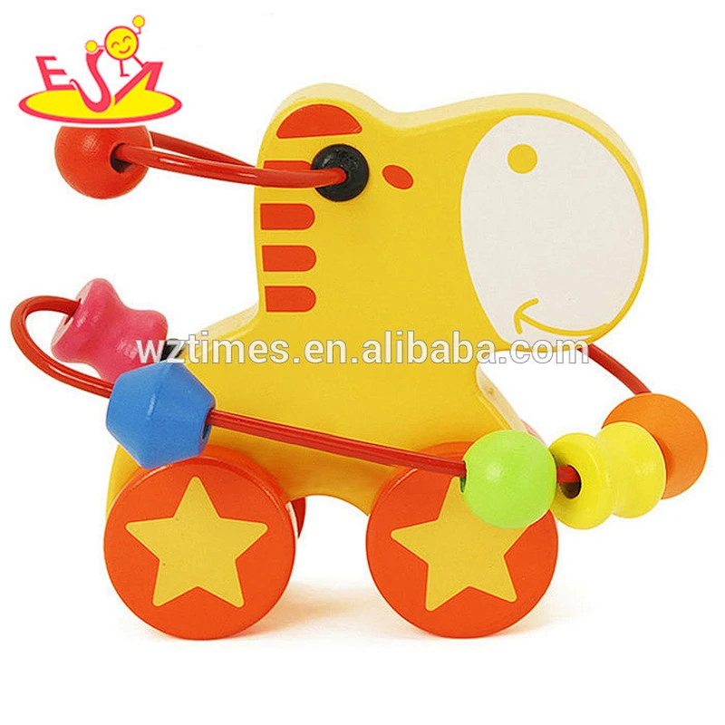 Wholesale top sale shark shape wire beads toy wooden beads maze toy for children W11B077