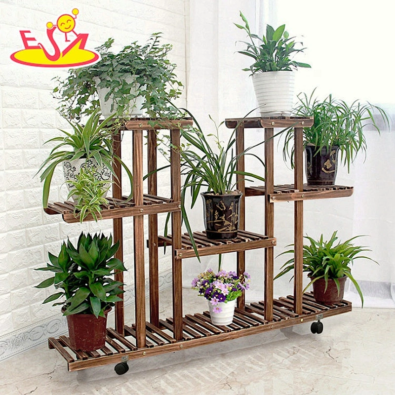 Custom white wood flower 3-tier pot display shelf for garden W08H112B