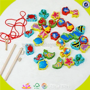 top quality DIY educational wooden fishing game toy for kids W01A085