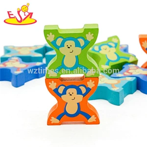 New design monkey shape wooden toy bricks for kids W13B040