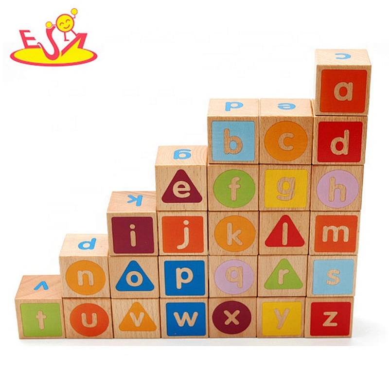 Wholesale 26 pcs early learning wooden alphabet puzzle blocks toy for children W13A138