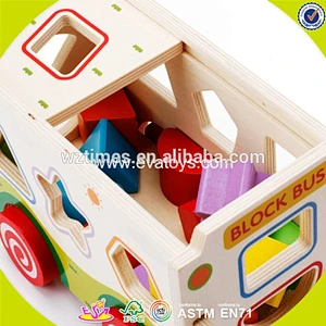 2018 wholesale kids pull wooden toy crane truck for sale W05C083