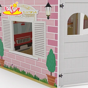 Best design ligthed wooden doll house set with garden W06A381