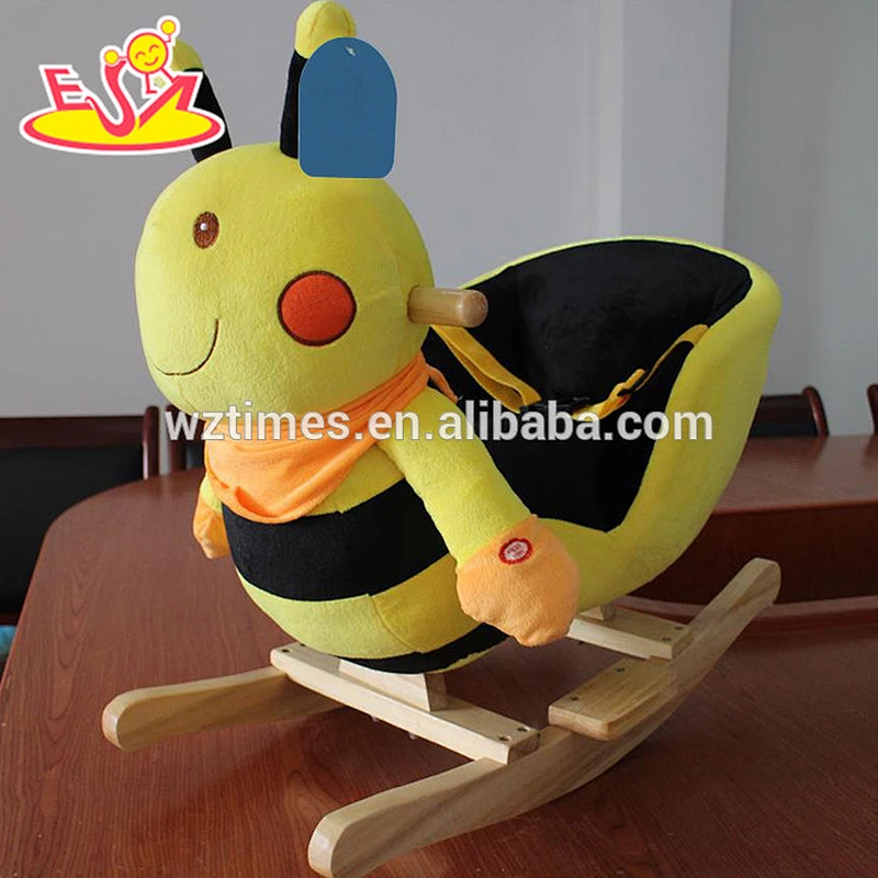 2018 New design baby wooden rocking horse with sound top fashion kids wooden rocking horse with sound W16D095