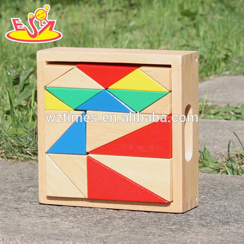 2018 New design 18 pieces kids wooden building blocks toys for education W13A115