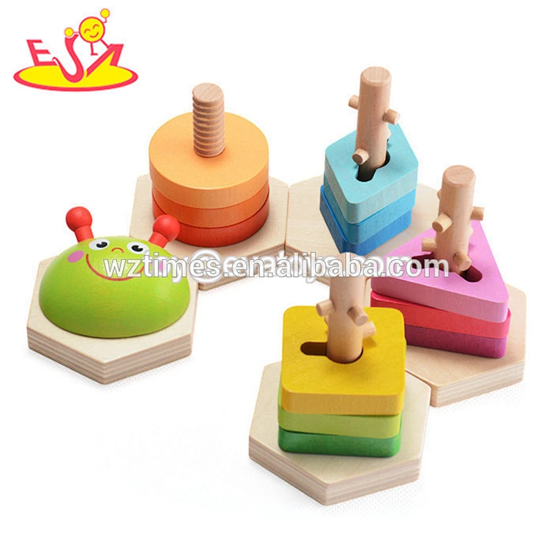 2018 Großhandel Früherziehung Puzzle Spielzeug aus Holz Stapeln Spielzeug für Kinder W13D175