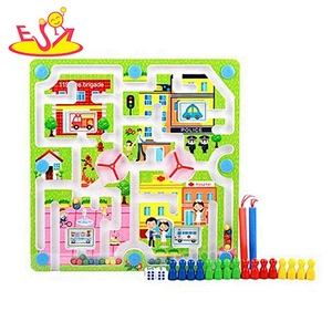 Most popular educational wooden marble labyrinth toy for children W11H054