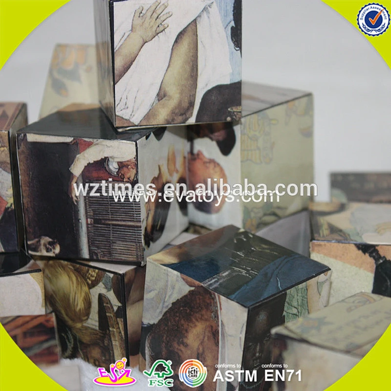 Wholesale baby wooden puzzle cube game for education W14F055