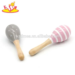 2018 Wholesale classical kids percussion toy small wooden maracas for girls W07I127