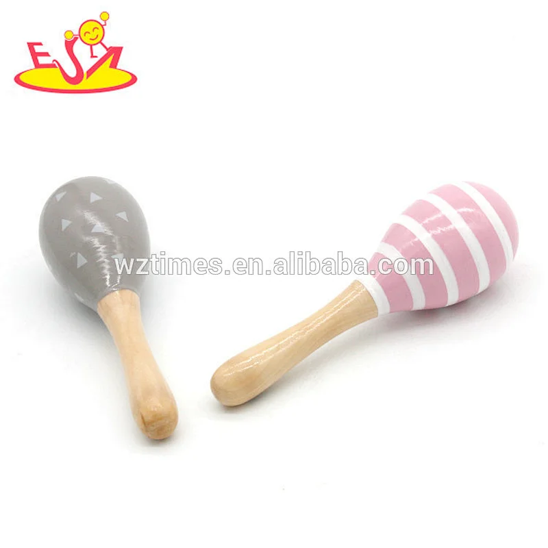2018 Wholesale classical kids percussion toy small wooden maracas for girls W07I127
