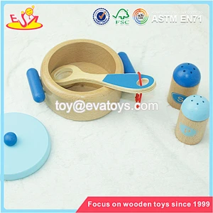 Wholesale best gift for preschool kids wooden 9 pcs cooking toy funny wooden cooking kitchen toy W10B128