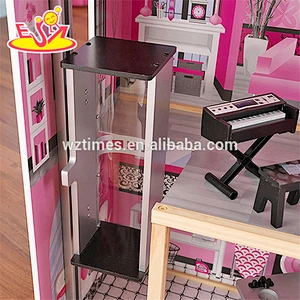 Wholesale modern style kids wooden doll house toy fashionable baby wooden doll house toy W06A222