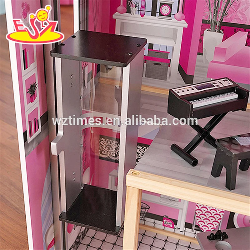 Wholesale modern style kids wooden doll house toy fashionable baby wooden doll house toy W06A222
