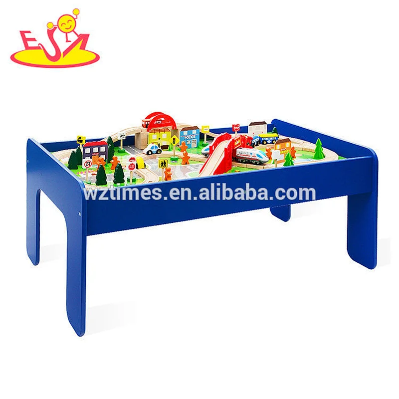Wholesale high quality 100 piece wooden train table toy for children W04C083