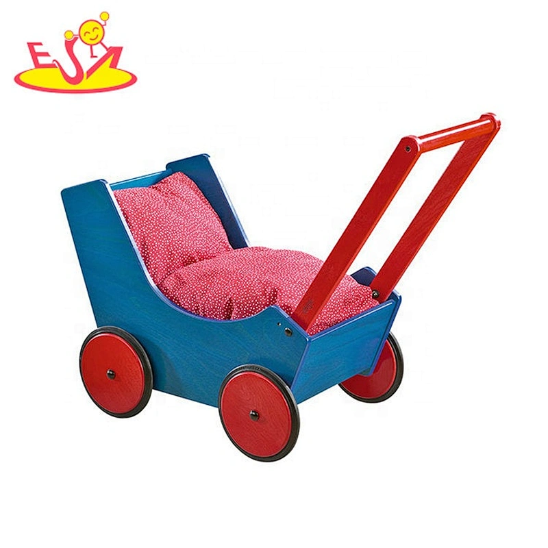 New design blue wooden toy doll stroller for children W16E137C