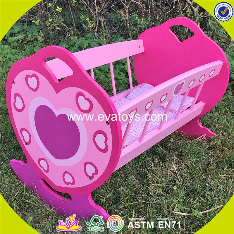 wholesale role play doll furniture wooden toy crib for sale W06B040