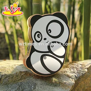 Wholesale hottest sale children panda shaped wooden tooth keepsake box W18A040