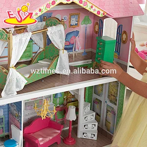 Wholesale fashion wooden dream castle dollhouse toy for girls W06A267