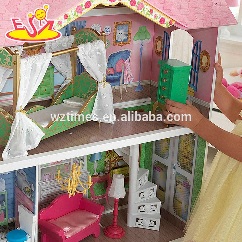 Wholesale fashion wooden dream castle dollhouse toy for girls W06A267