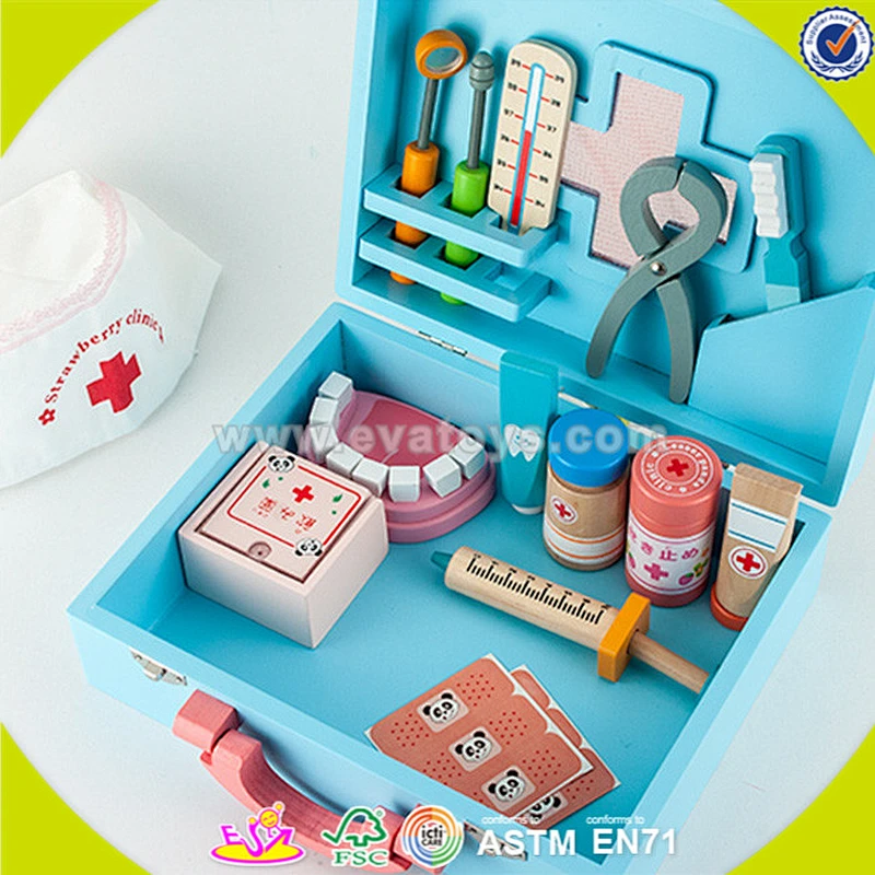 Top fashion educational kids wooden doctor toys for education W10D012