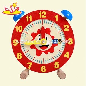 2018 wholesale number and time wooden puzzle alarm clock educational kids wooden puzzle alarm clock for sale W14K006