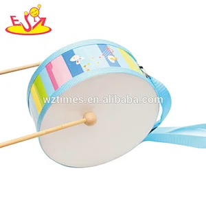 Promotional lovely kids wooden mini toy drum set with 2 sticks W07J040