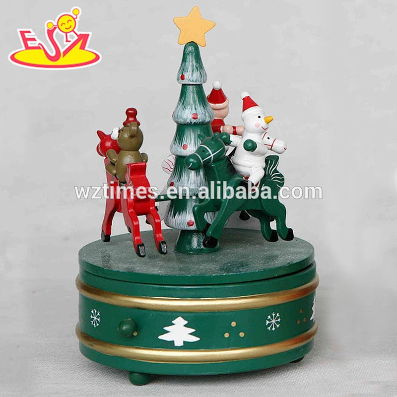 wholesale baby wooden carousel horse music top fashion kids wooden carousel horse music box W07B011C