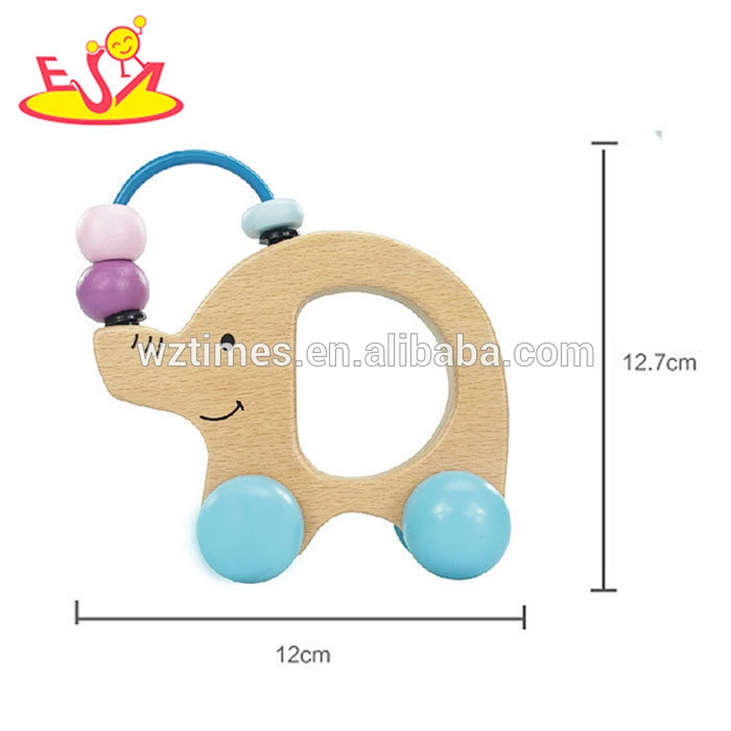 Wholesale lovely elephant shape wooden mini animal beads toy for baby W01B026