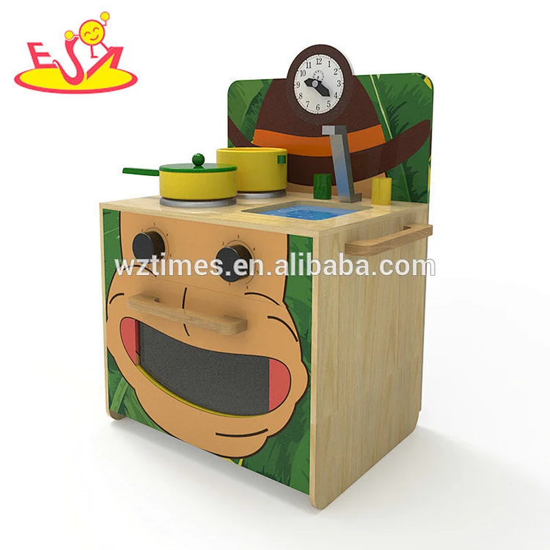2018 Nuevo diseño original mono de madera colorido juego de cocina para niños juego para fingir W10C381