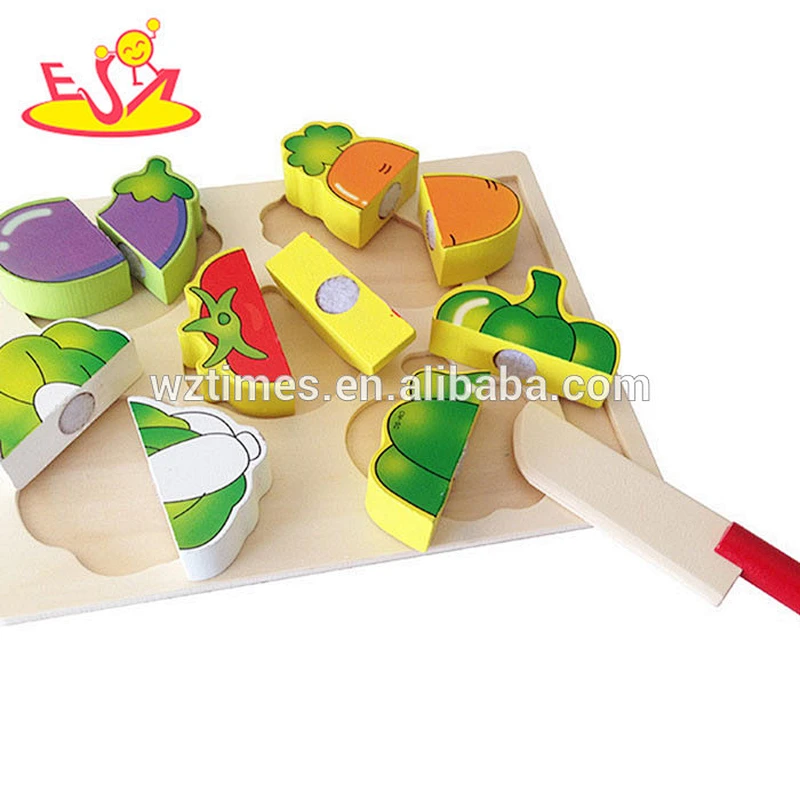 2018 wholesale kids wooden cutting vegetables toy simulation baby wooden cutting vegetables toy cutting vegetables toy W10B162