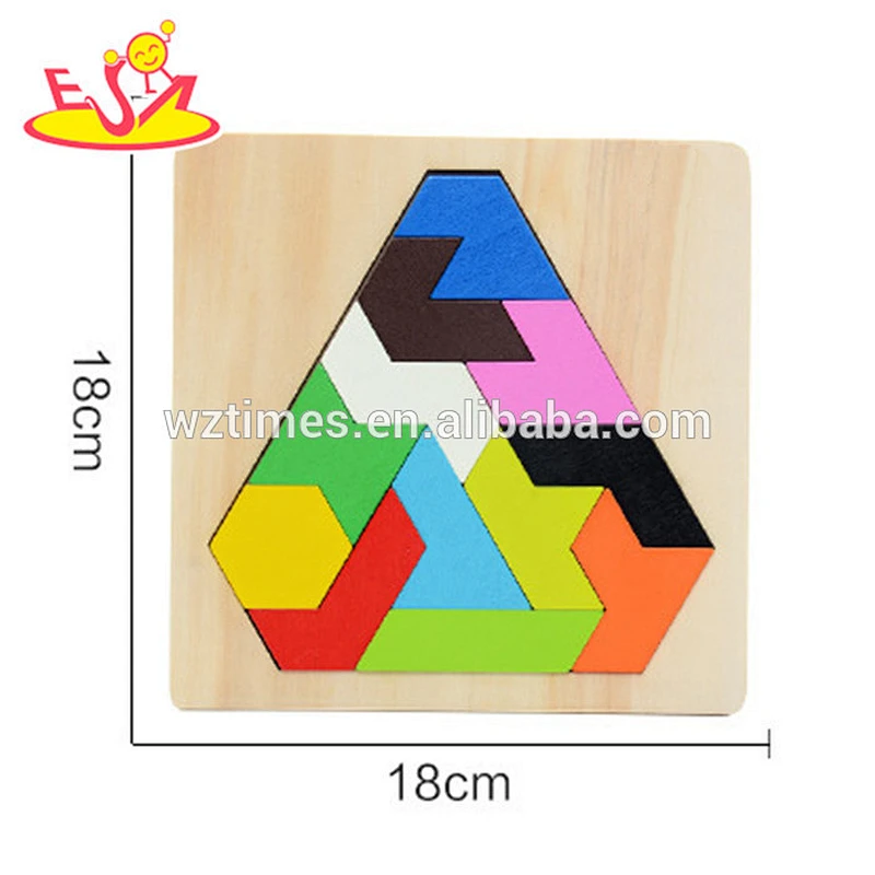 2018 Wholesale high quality wooden triangle puzzle for kids education W14A167