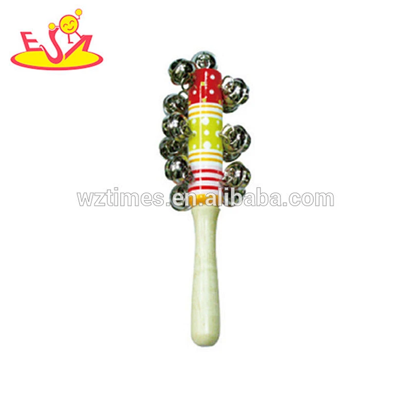 Wholesale baby musical wooden hand shaker bells high quality kids mini wooden shaker bells W07I088