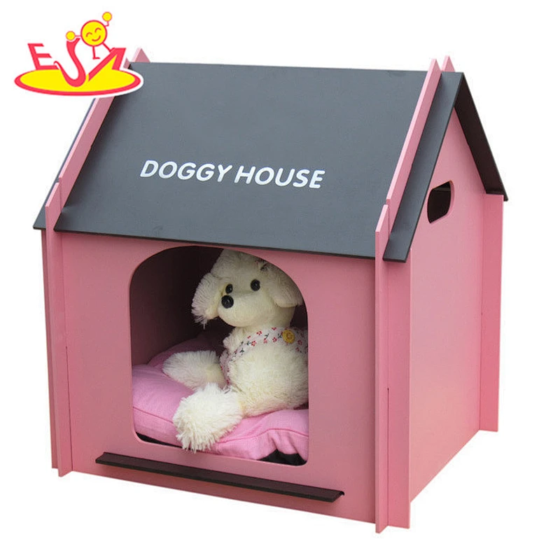Wholesale promotional useful yellow wooden pet house for home use W06F002A
