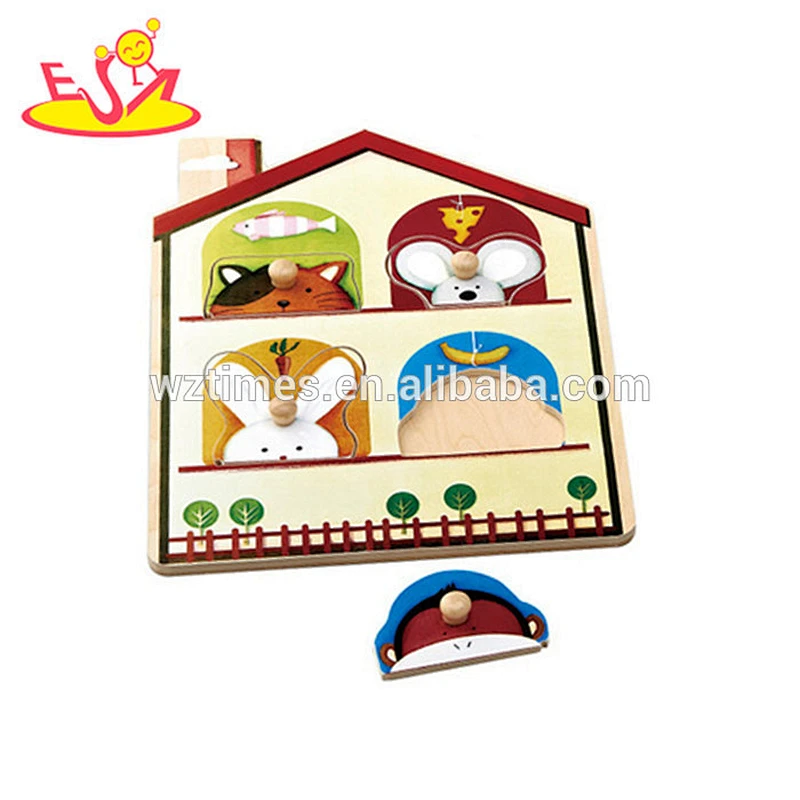Wholesale new product animals wooden baby jigsaw cheap baby wooden baby jigsaw toy W14A104
