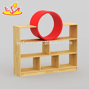 Wholesale kindergarten kids wooden storage shelves best children home furniture wooden storage shelves W08C198