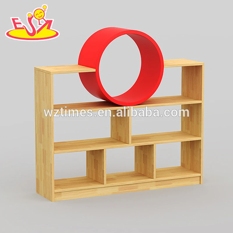 Wholesale kindergarten kids wooden storage shelves best children home furniture wooden storage shelves W08C198