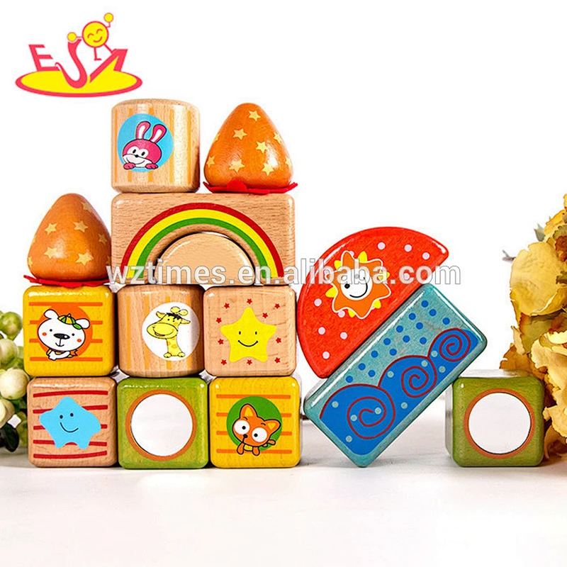 2018 Wholesale best children's building blocks wooden brick toys W13A136
