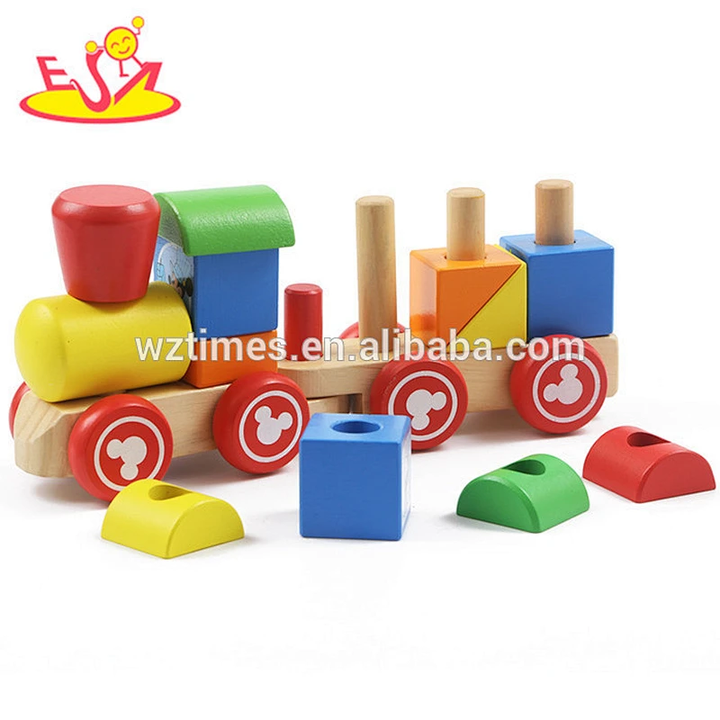 Großhandel hochwertige kinder holz bausteine ​​zug set heißer verkauf holz bausteine ​​zug set w05c037