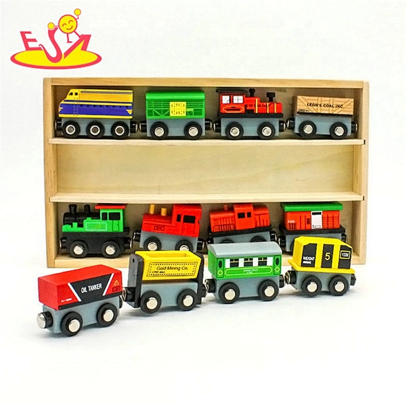 2019 New arrival 12 PCS magnetic set wooden toy train set for kids W04A377