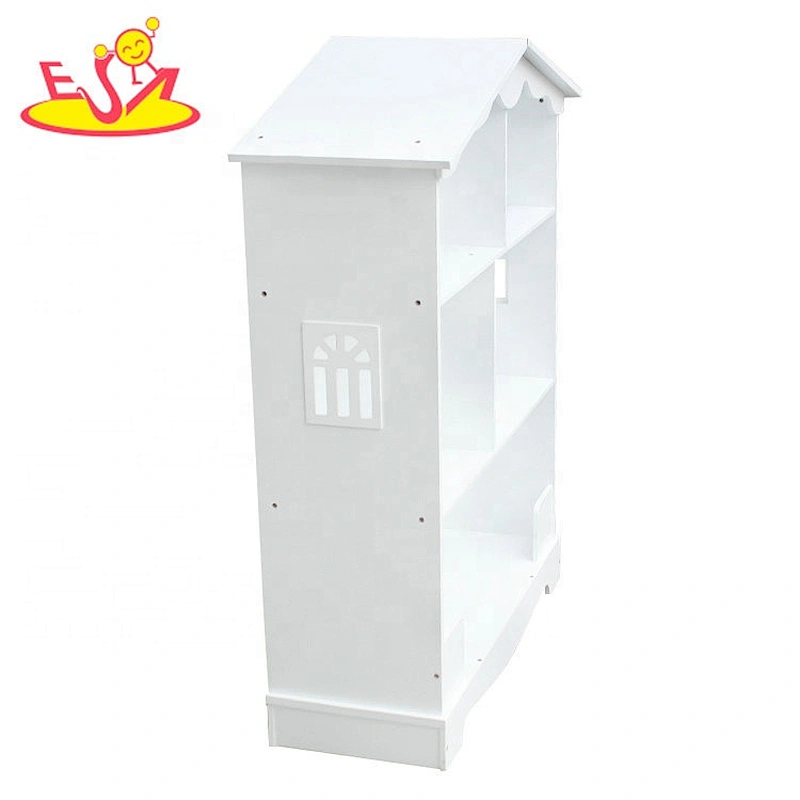 2018 New design white wooden house shaped bookshelf for kids W08D015B