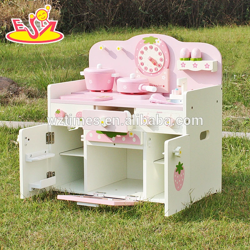 2018 New Design wooden pink kitchen toy baby wooden pink kitchen toy children wooden pink kitchen toy W10C148