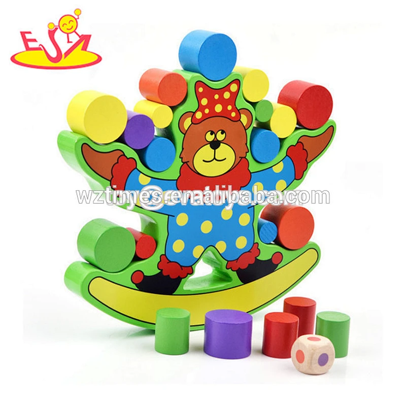Wholesale hottest kids wooden balance blocks toy brain training wooden balance blocks toy W11F006