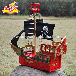 2018 wholesale kids wooden pirate ship toy new design children wooden pirate ship toy best baby wooden pirate ship toy W03B060
