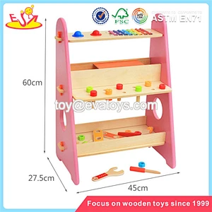 Wholesale intelligent pink wooden assemble tools platform toy for children W03D087